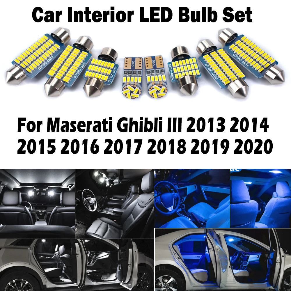 16-Piece LED Interior Light Kit for Maserati Ghibli III 2013- 2018 - Canbus Dome Map Door Trunk Bulbs | AUTOKITSHOP