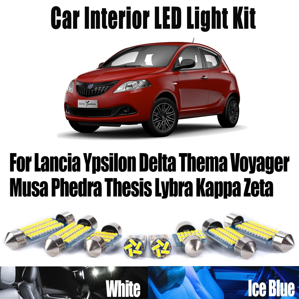 LED Interior Light Kit for Lancia Ypsilon Delta Thema Voyager Musa Phedra Thesis Lybra Kappa Zeta - Canbus Error-Free...