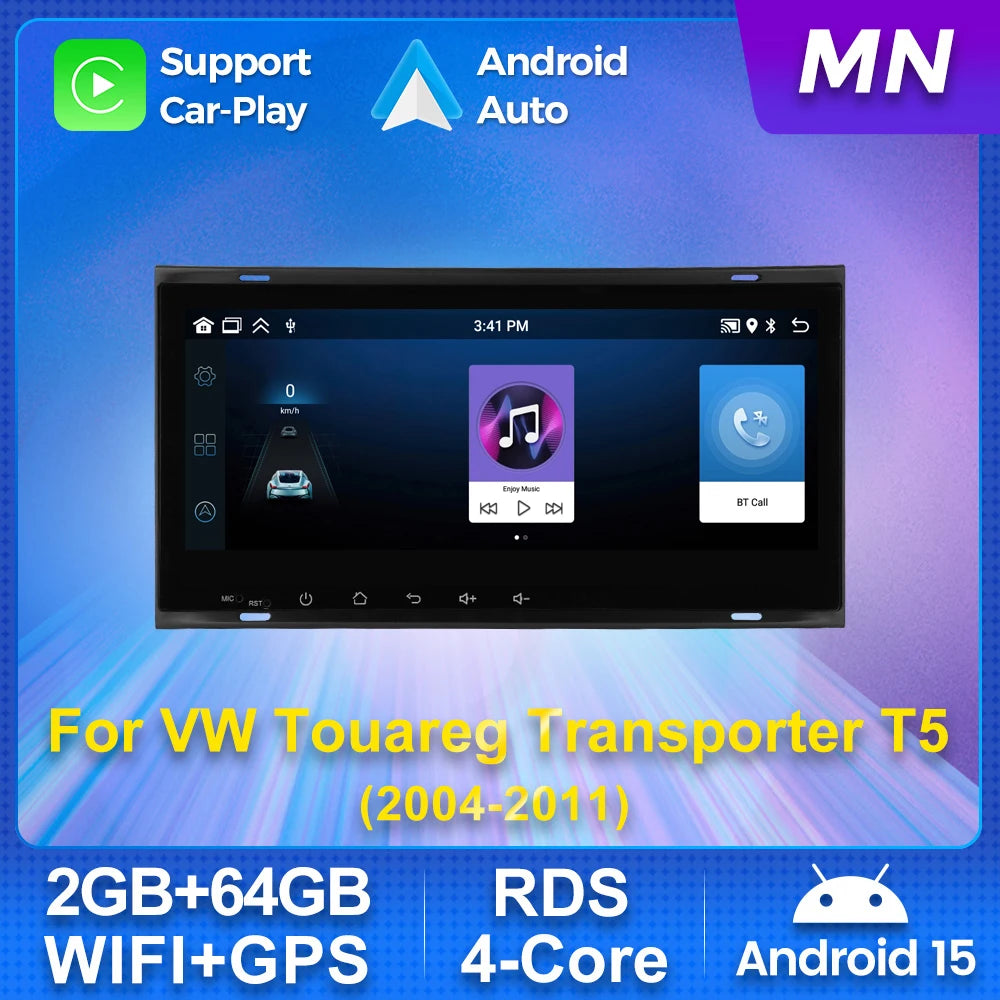 Android 15 Car Radio For VW Touareg Transporter T5 2004-2011 Multimedia Video Player GPS N