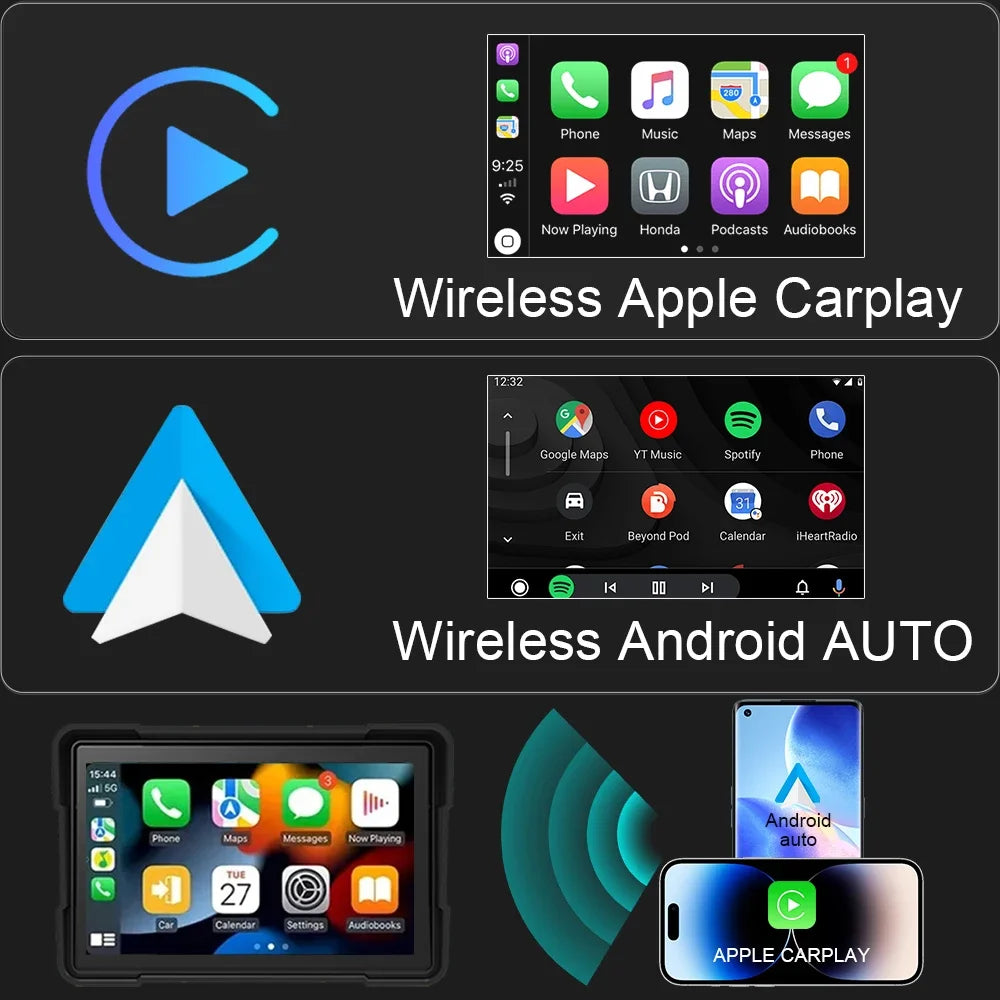 6 Inch Navigation Motorcycle Waterproof Carplay Display Screen Portable Motorcycle Wireles