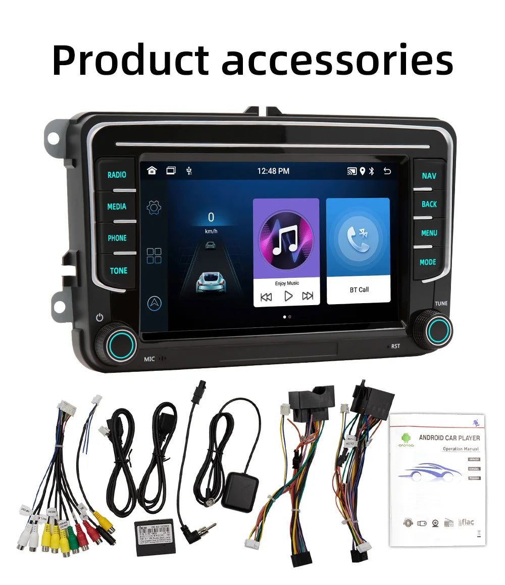 BQCC 7" Android 13 Octa Core Car Player Mirrorlink Carplay WIFI GRS For Volkswagen VW CC Passat B7 Polo Golf 5 6 Jetta mk5 mk6