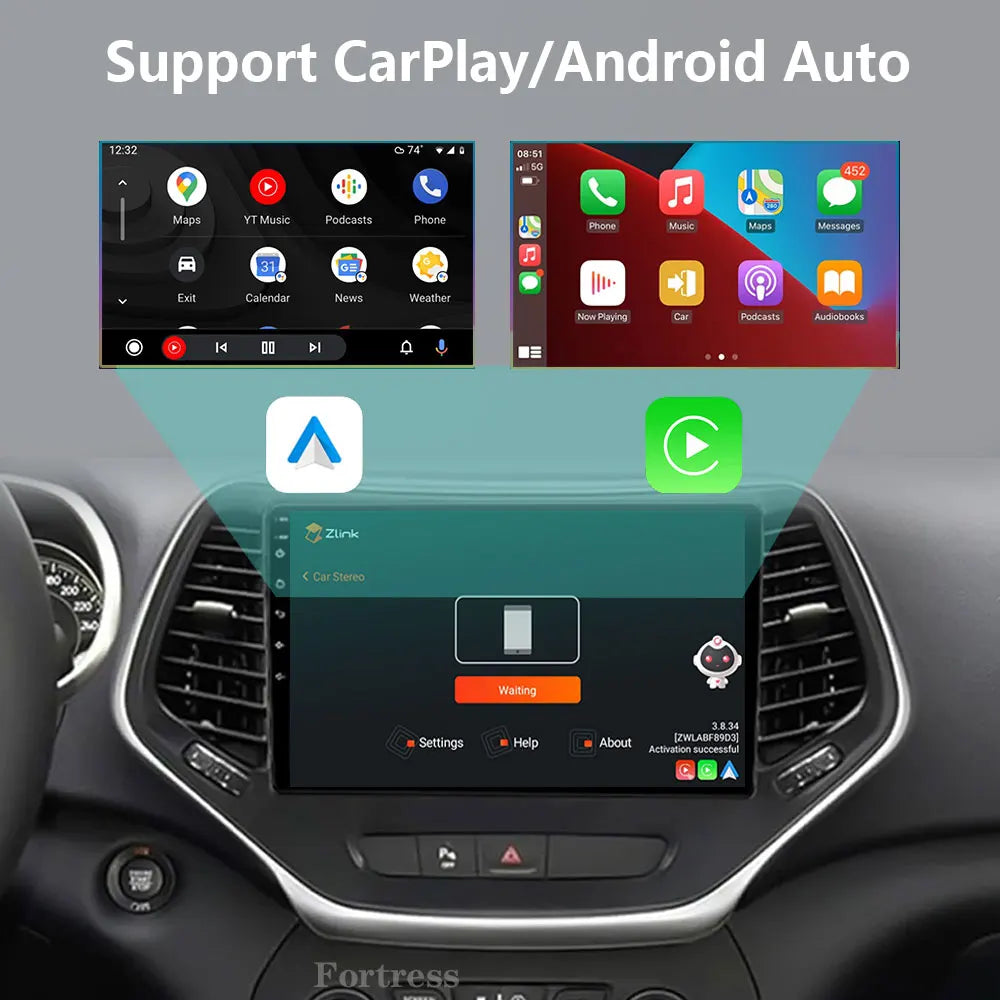 For Jeep Cherokee 5 KL 2014-2018 Car Radio Multimedia Navigation 4G Stereo Wireless Blueto