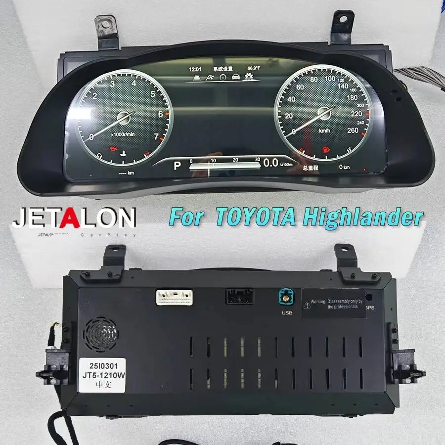 12.3inch Car Cluster Instrument Screen For Toyota Highlander 2015-2019 Crown Kulger Gxl Di