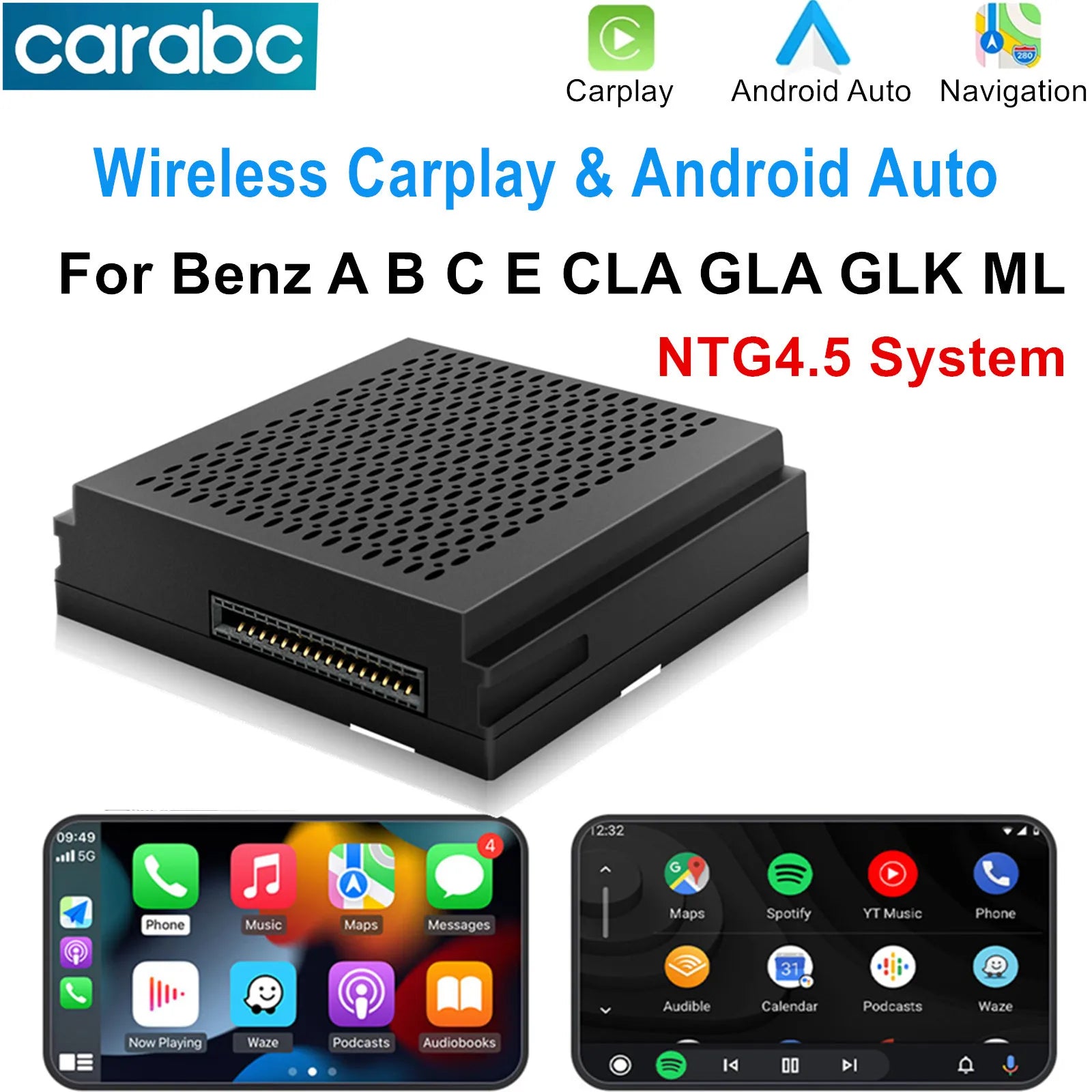 CARABC For Mercedes Benz A B C E CLA GLA GLK ML Sprinter NTG4.5 Becker Module Wireless Car