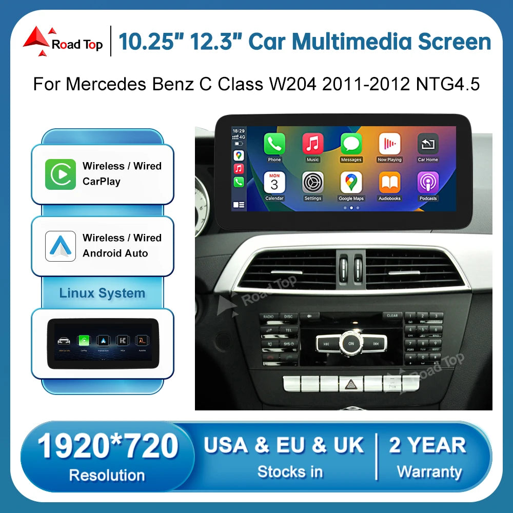 Linux Touch Screen Car Multimedia Dispaly For Mercedes-Benz C Class W204 S204 2011-2014 NT | AUTOKITSHOP