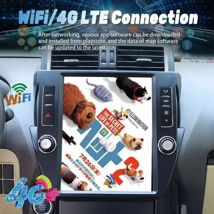 12.1inch DSP Vertical Screen Android 15 Screen For Toyota Prado 150 2010-2013 LC150 Car Mu