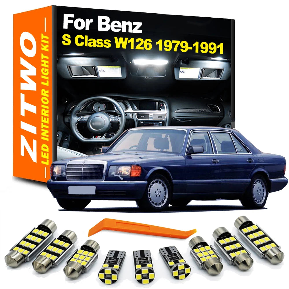 ZITWO 16Pcs LED Interior Dome Map Reading Light License Plate Lamp Kit For Mercedes Benz S Class W126 1979-1991 Car Accessories