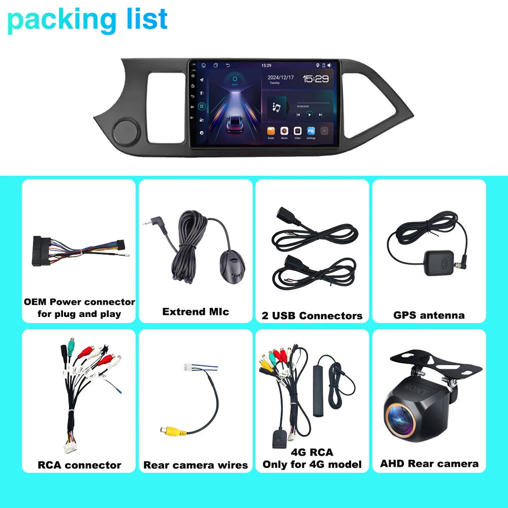Android 15 Carplay 5G WIFI For KIA Morning 2 Picanto 2011 - 2017 Car Auto Radio Navigation