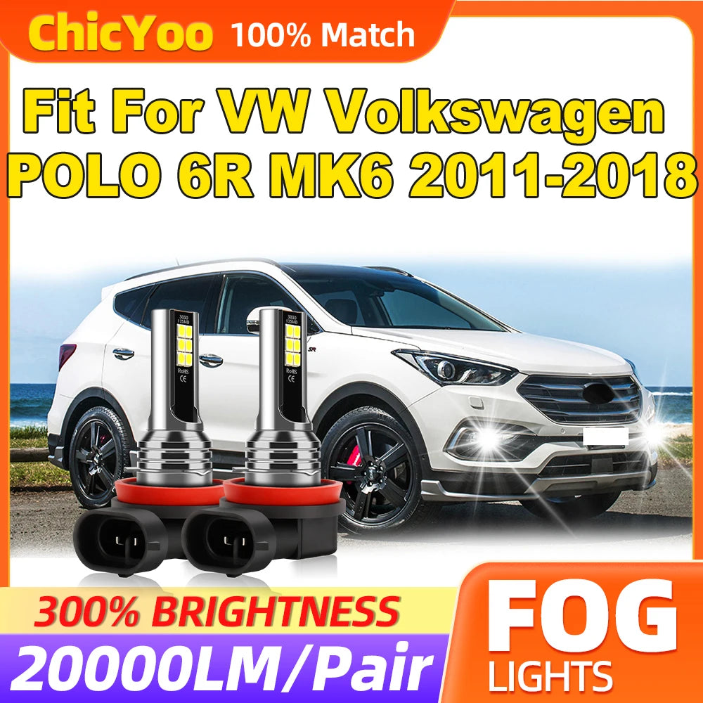 60W Fog Lights 20000LM CSP Chips LED Fog Lamps 12V 6000K White Fit For VW Volkswagen POLO