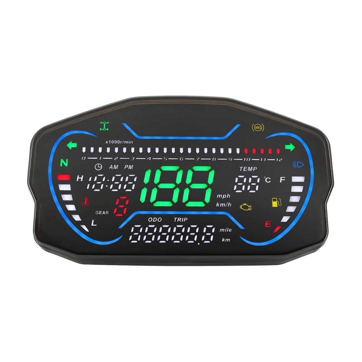 Universal Digital Motorcycle Speedometer LED Dashboard RPM Tachometer Motorcycle Instrument Wate - Automotive LED Light
