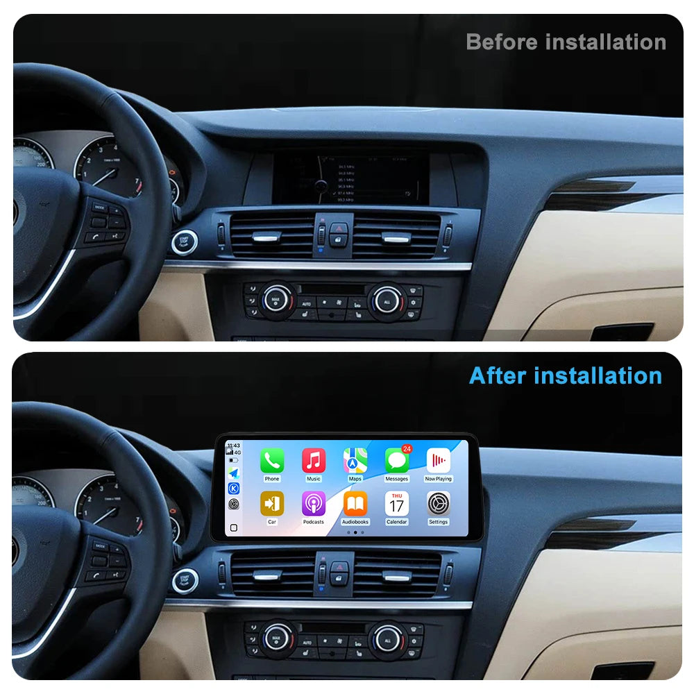 for BMW X3 F25 X4 F26 2011 - 2016 Wireless Carplay 12.3' Ultra-thin Android 14 GPS 4G WIFI