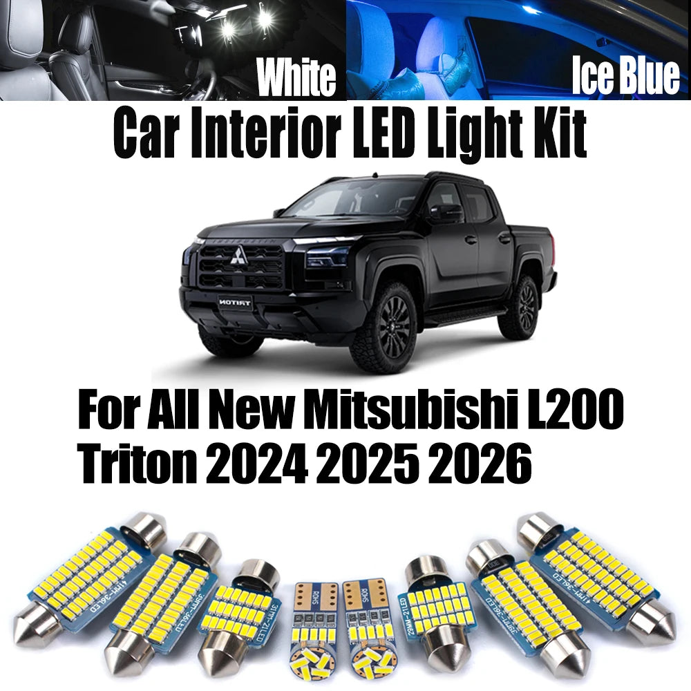 9-Piece LED Interior Light Kit for All New Mitsubishi L200 Triton - Canbus Error-Free Bulbs | AUTOKITSHOP
