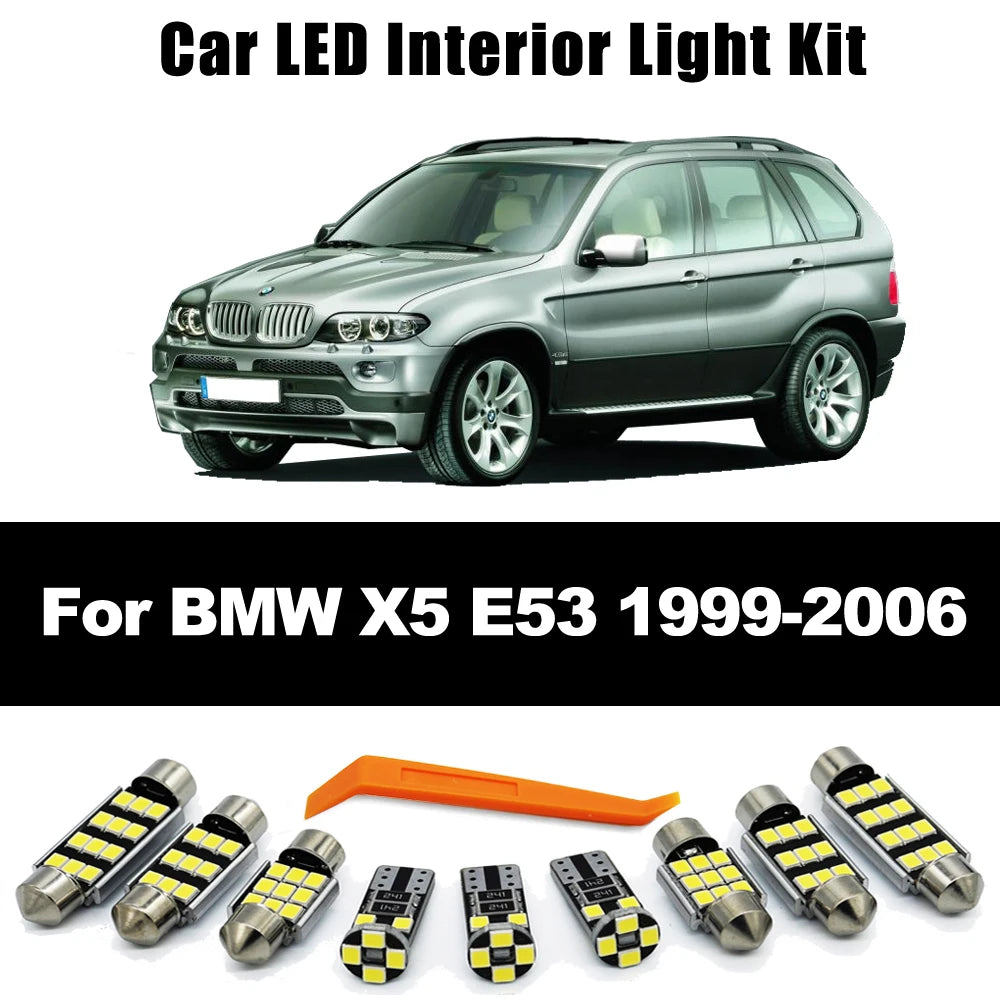 22Pcs Complete LED Bulb Interior Dome Reading Door Sun Visor Light Kit For BMW X5 E53 1999 2000 2001 2002 2003 2004 2005 2006