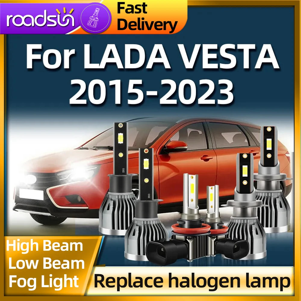 Roadsun H7 LED H1 Car Headlight Auto H16 H11 Fog Lamp Super Bright Light For LADA VESTA 20