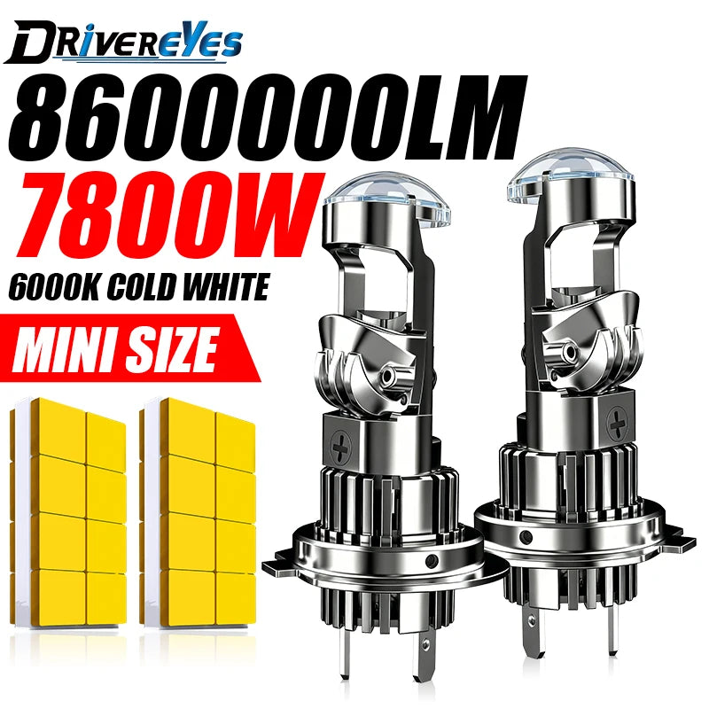 H7 H4 H11 LED Headlight Mini Lens Projector H9 9005 HB3 9006 HB4 H8 8600000LM 1:1 Mini Wir