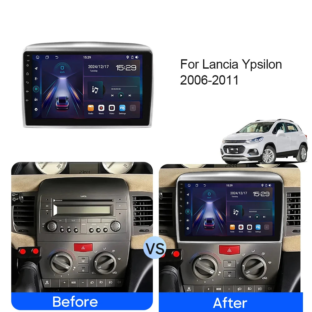 Carplay For Lancia Ypsilon 2006 - 2011 Android 15 Android Auto Multimedia Car Player Navig
