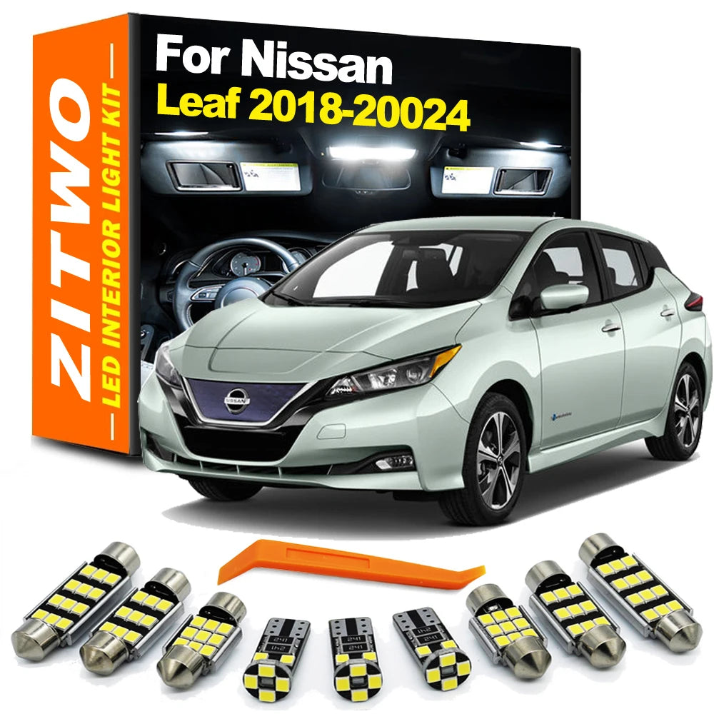 ZITWO 11Pcs LED Bulb Interior Dome Map Reading Trunk License Plate Light Kit For Nissan Leaf 2018 2019 2020 2021 2022 2023 2024