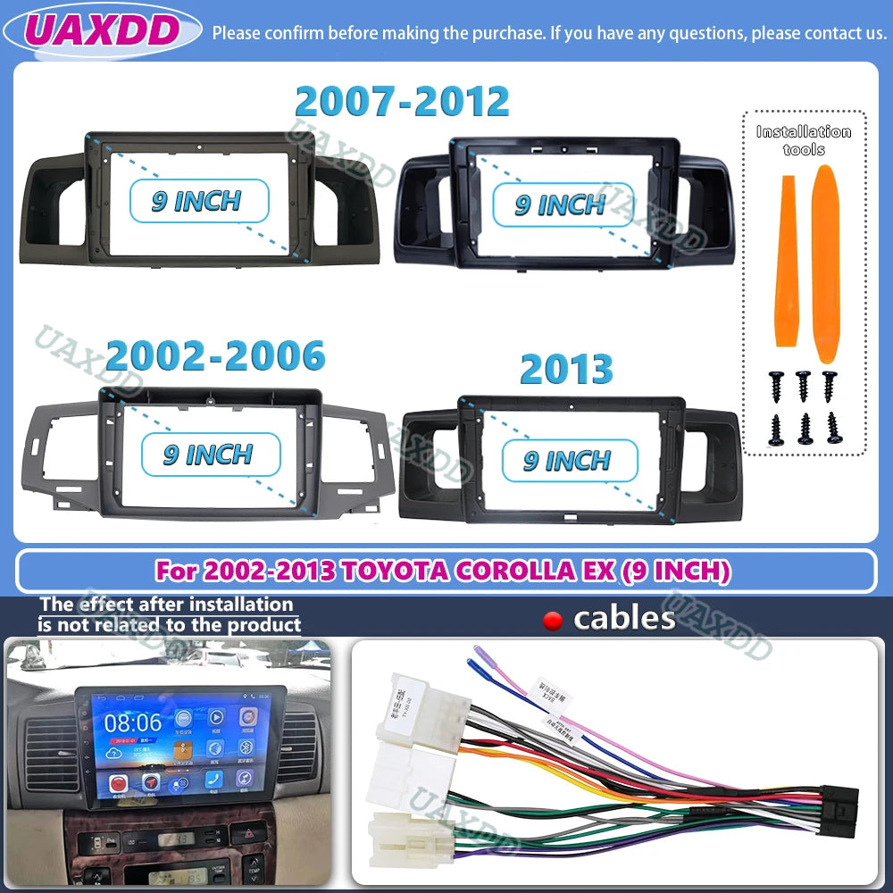 For 2002-2013 Toyota corolla 9inch dvd android stereo frame panel fascia dashboard audio p