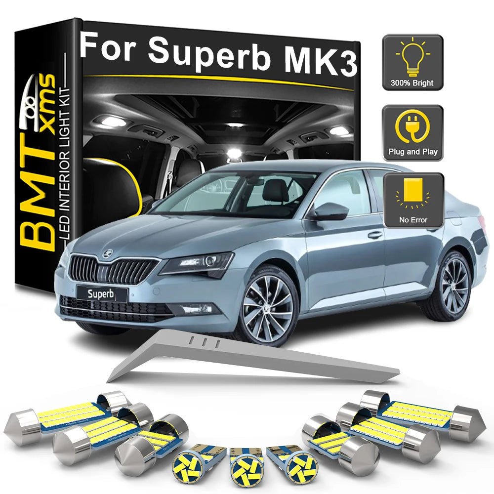 LED Interior Light Kit for Skoda Superb 3 MK3 Sedan Combi 3V3 3V5 - Canbus Error-Free Bulbs | AUTOKITSHOP
