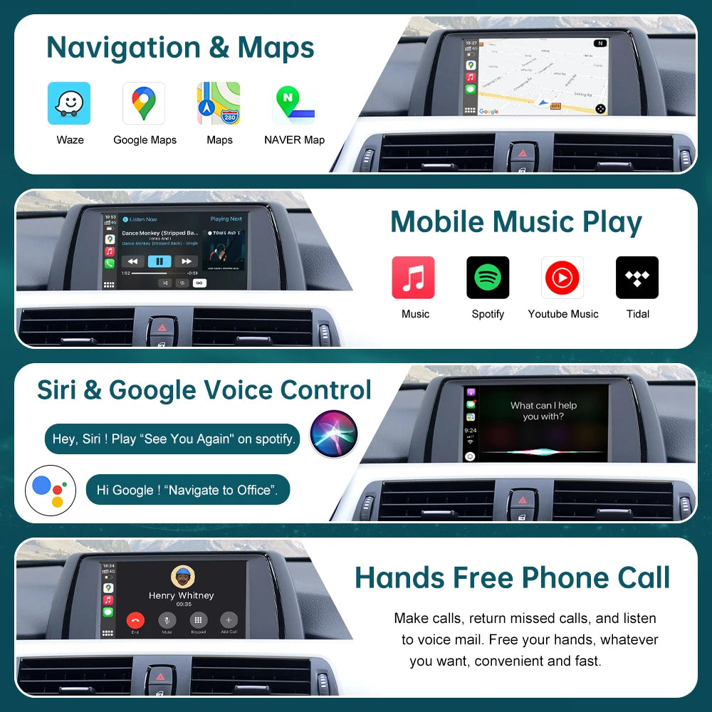 Wireless CarPlay RoadTop for BMW Series 3 4 F30 F31 F32 F33 F34 F35 F36 2012-2020 with And