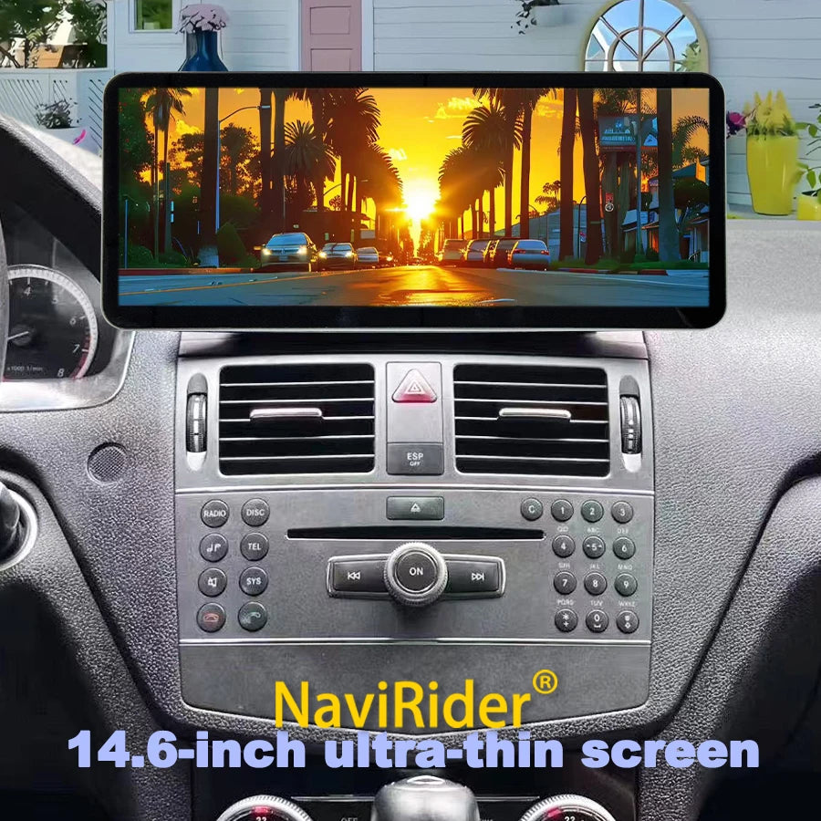 14.6" GPS Navigation Android Screen For Benz C Class W204 2008 2009 2010 Multimedia Video