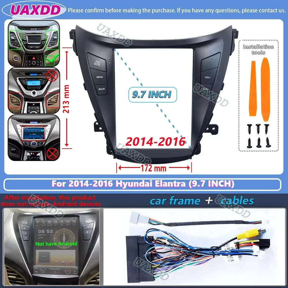 Vertical screen FOR Tesla style 2011-2016 Hyundai Elantra 9.7INCH Car CD Android frame pan
