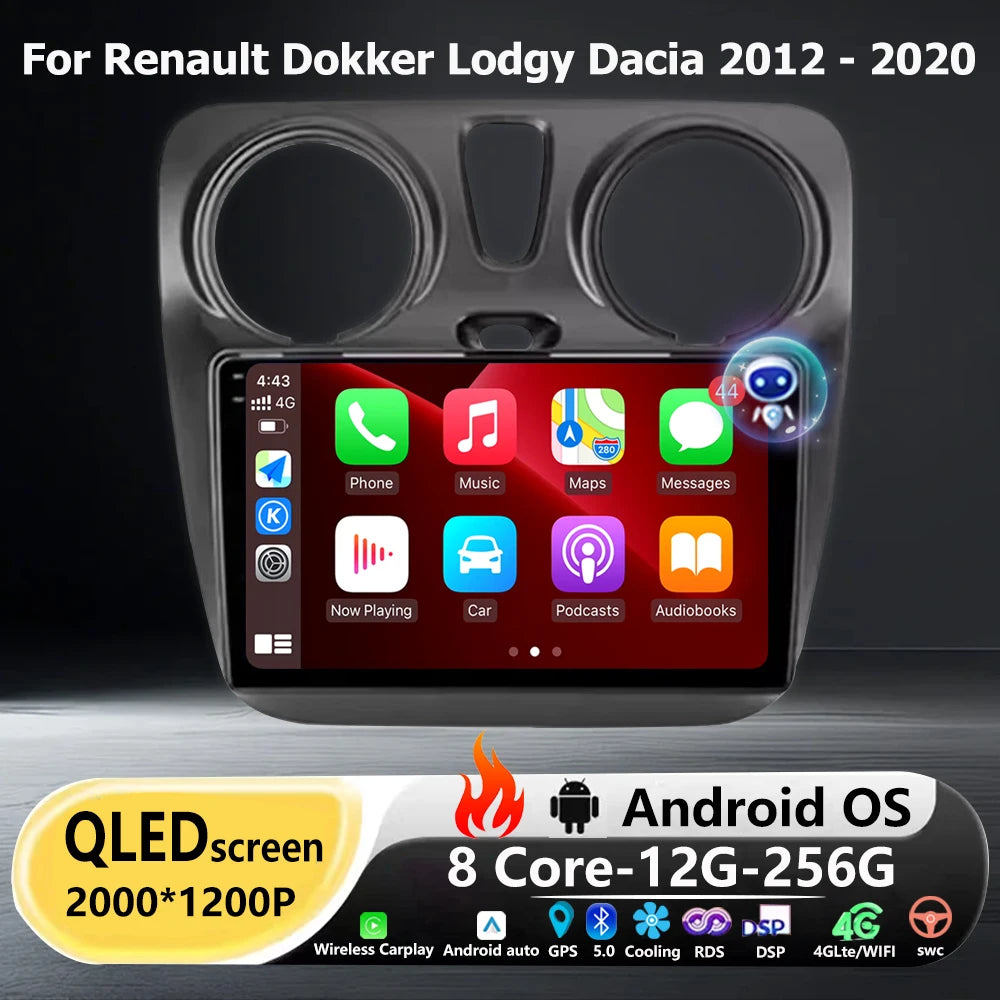 Wireless Carplay For Renault Dokker/Lodgy Dacia 2012 - 2020 Android 16 Auto Car Radio Mult