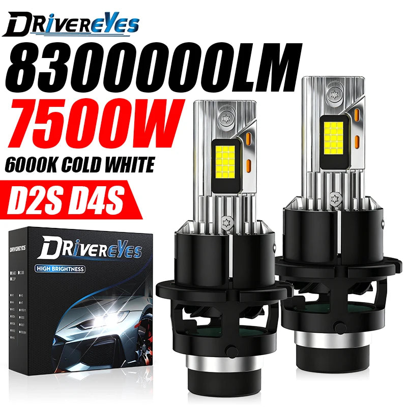 7500W D2S D4S LED Car Headlights Canbus D2R D4R 8300000LM 1:1 Plug and Play 9570 CSP Chip