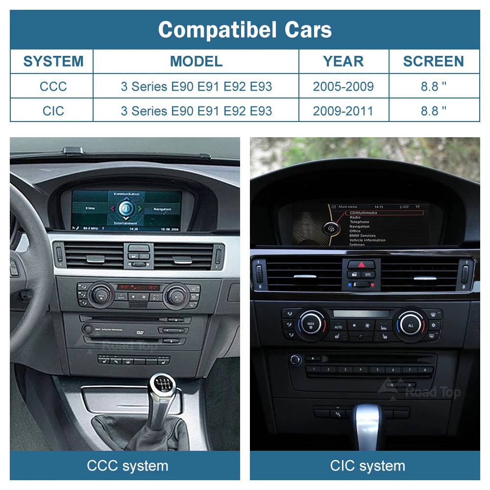 8.8 inch Touch Screen Wireless CarPlay Android Auto For BMW 3 Series E90 E91 E92 E93 5 Ser | AUTOKITSHOP