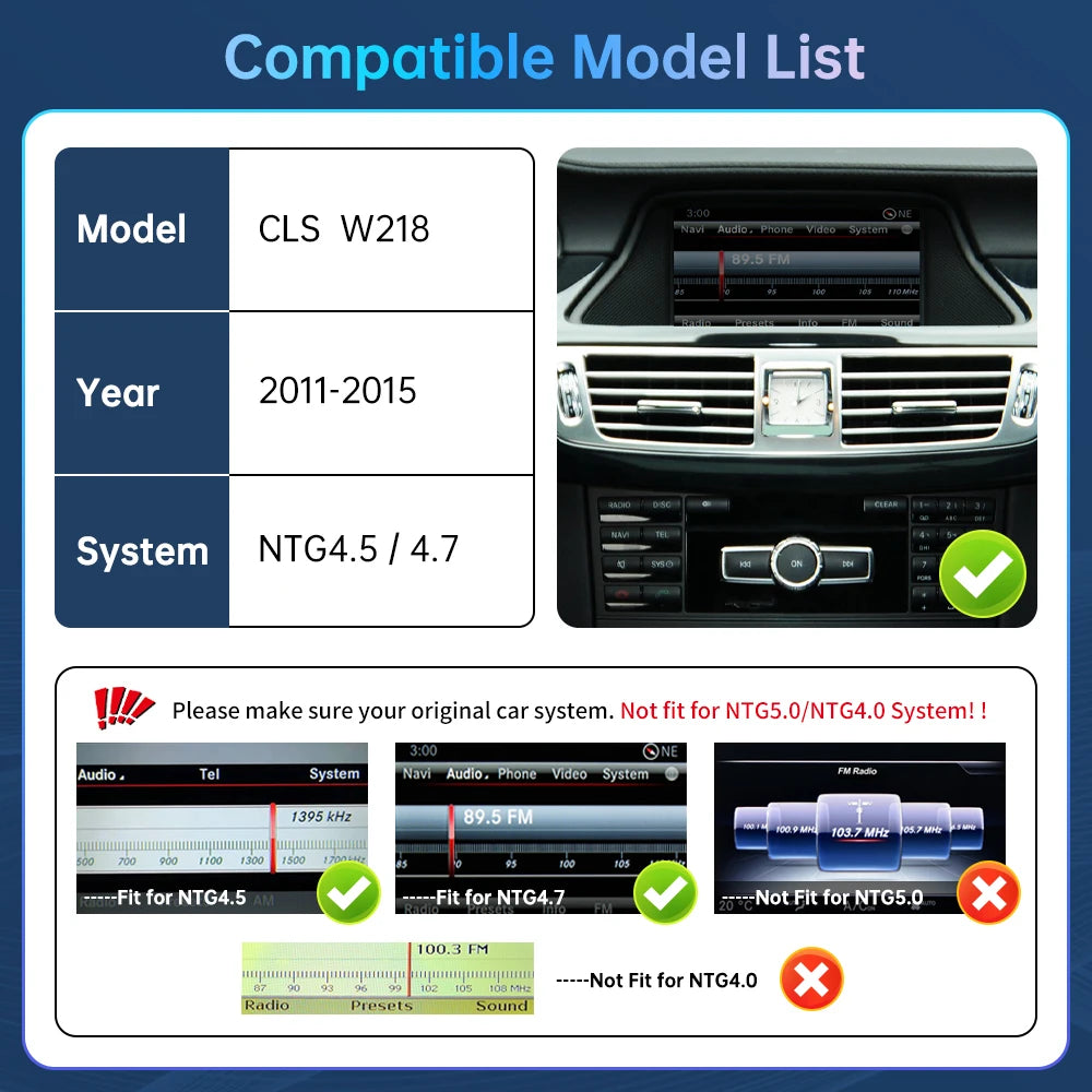 Road Top Wireless CarPlay Decoder Android Auto for Mercedes Benz CLS W218 NTG4.5 4.7 2011- | AUTOKITSHOP