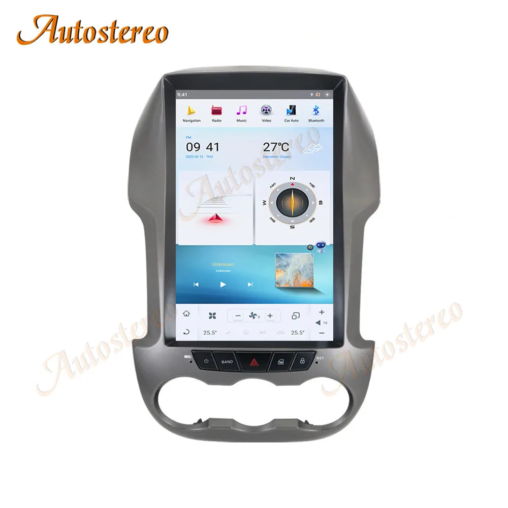 Vertical Screen Android 13 For Ford Ranger 2010-2015 Tesla Style Car GPS Navigation Head U