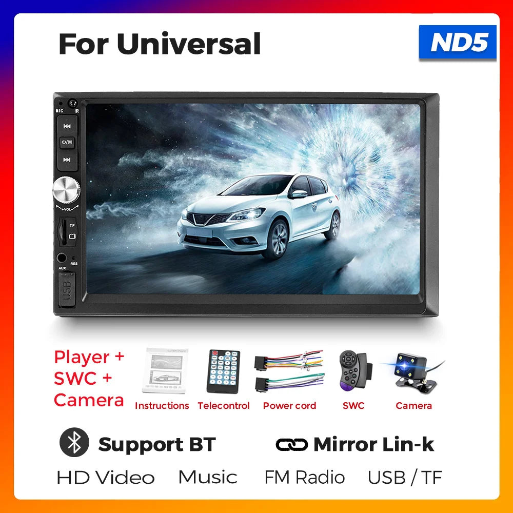 7inch 2Din MP5 Player Touch Screen Car Radio for Universal DVD Video Multimedia Player Sup