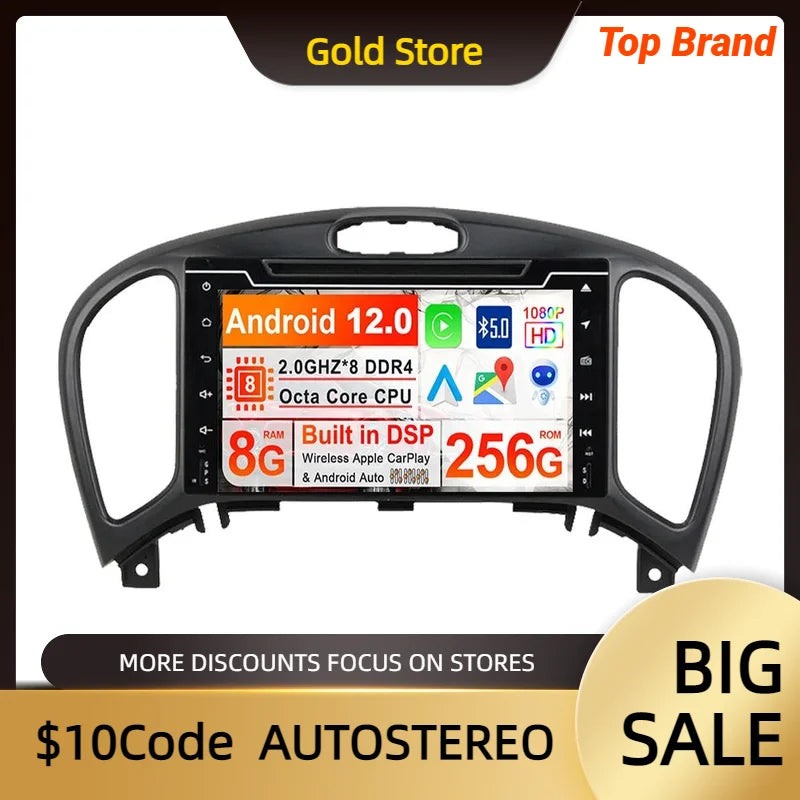 Car DVD Player Android 14.0 Carplay Car GPS Navigation For Nissan Juke 2010-2018 Auto Radi