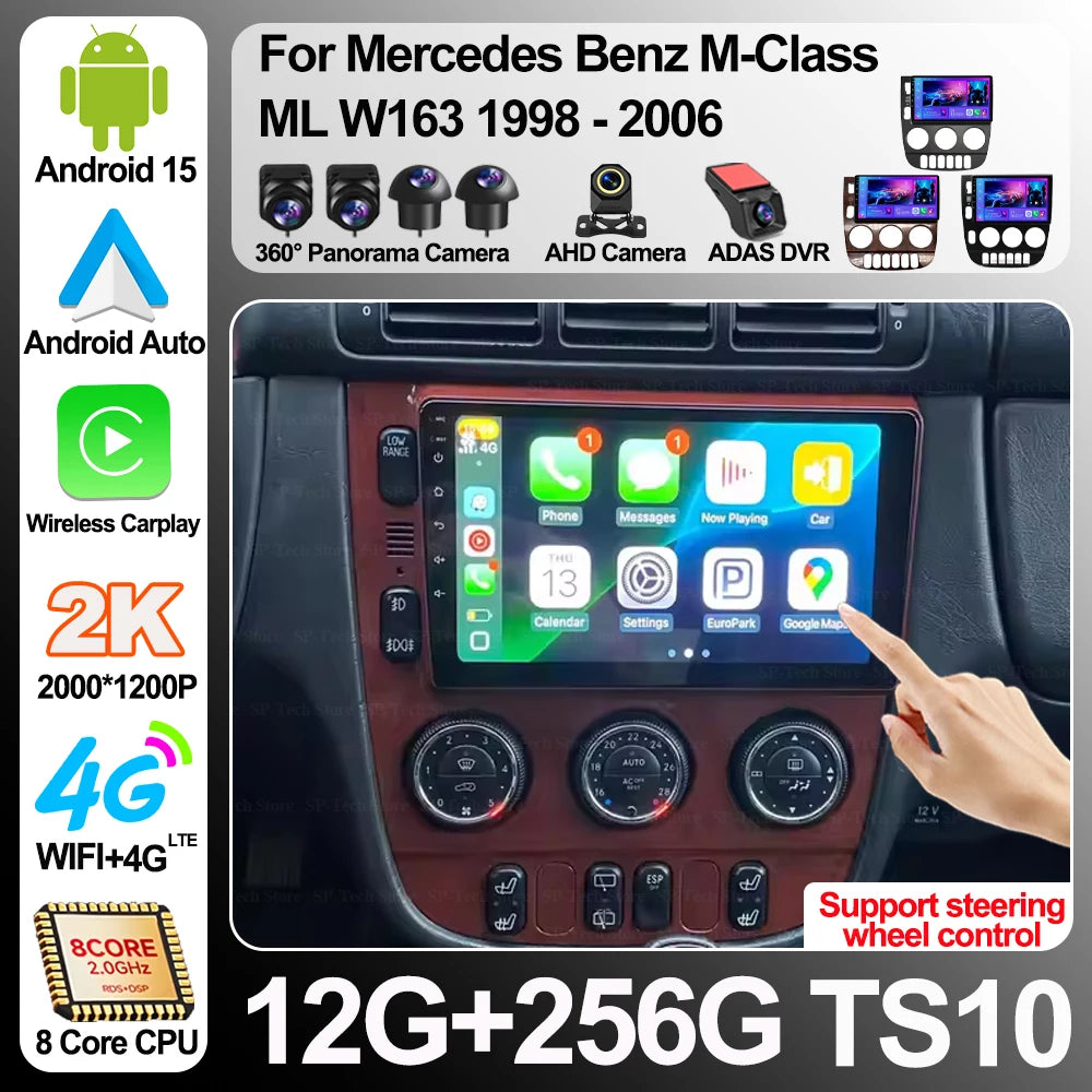 Android 16 For Mercedes Benz M-class Ml W163 1998-2006 Carplay Auto Car Radio Multimedia P | AUTOKITSHOP