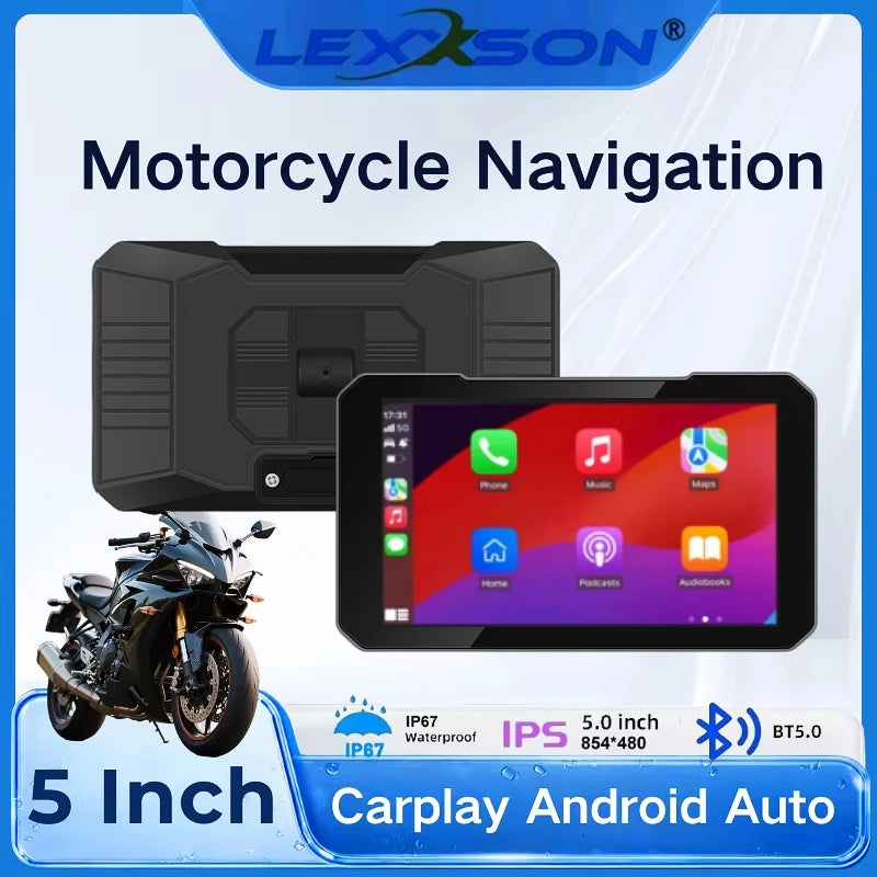 5 Inch Motorcycle Portable GPS Navigation Wireless Carplay Android Auto Display Touch Scre | AUTOKITSHOP