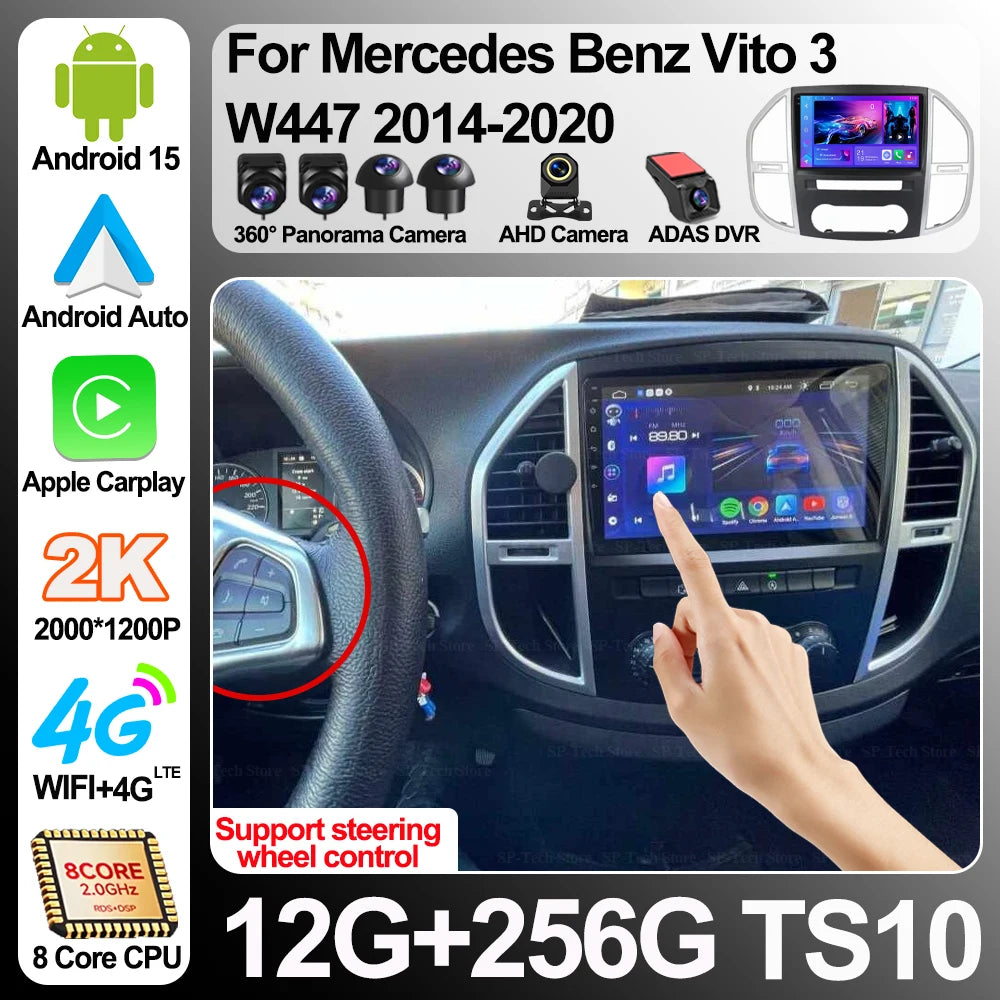 Android 16 Touch Screen For Mercedes Benz Vito 3 W447 2014-2020 Gps With Carplay Android A | AUTOKITSHOP