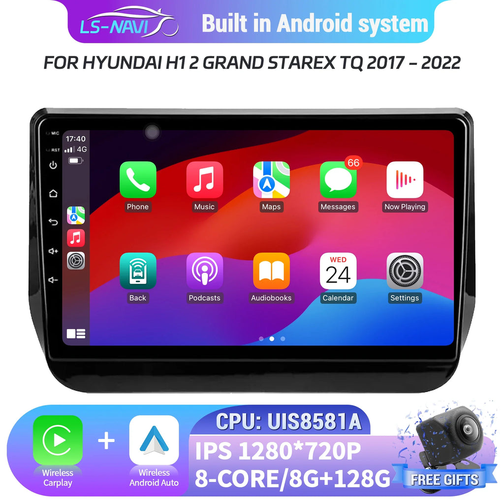 Car Radio Android 14 For Hyundai H1 2 Grand Starex TQ 2017-2022 Navigation 4G GPS Wireless
