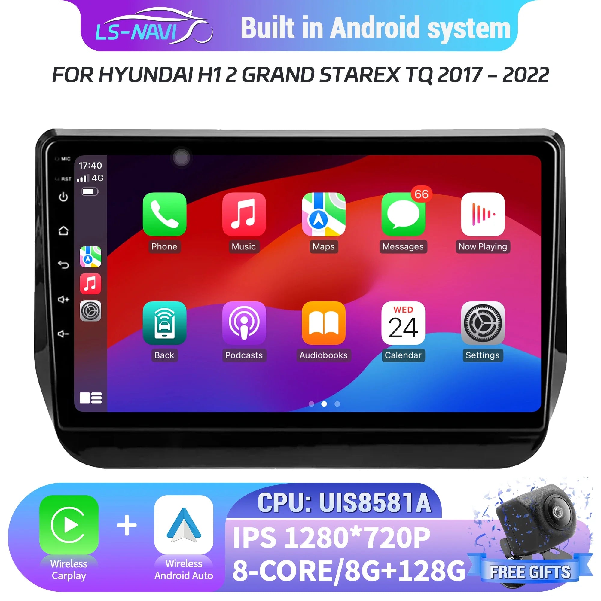 Car Radio Android 14 For Hyundai H1 2 Grand Starex TQ 2017-2022 Navigation 4G GPS Wireless