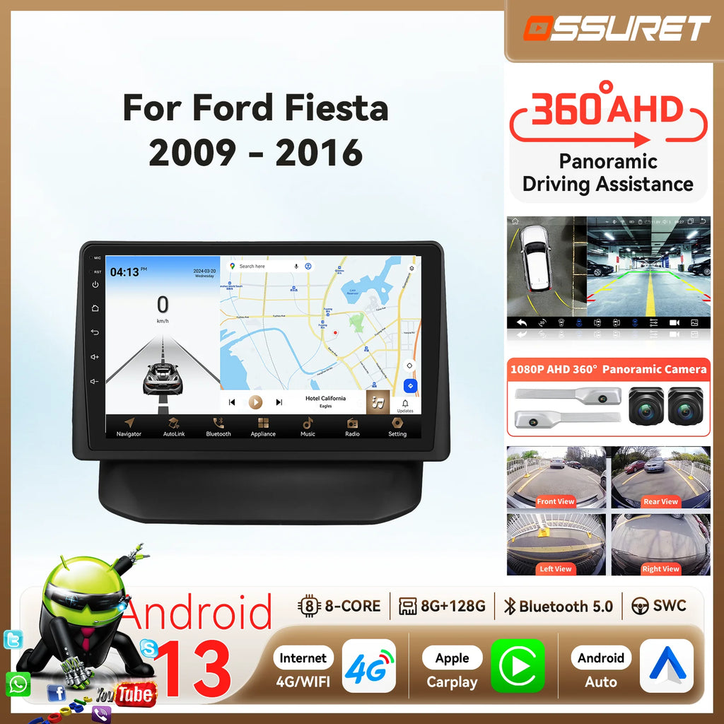 4G AI Carplay Android Auto Car radio for Ford Fiesta 2009 - 2016 Multimedia Video player 3