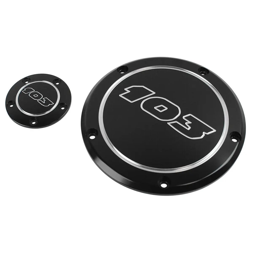 Black 103 Engine Derby Timing Clutch Side Cover Set Fit For Harley Softail Touring Dyna Road Kin - Automotive LED Light