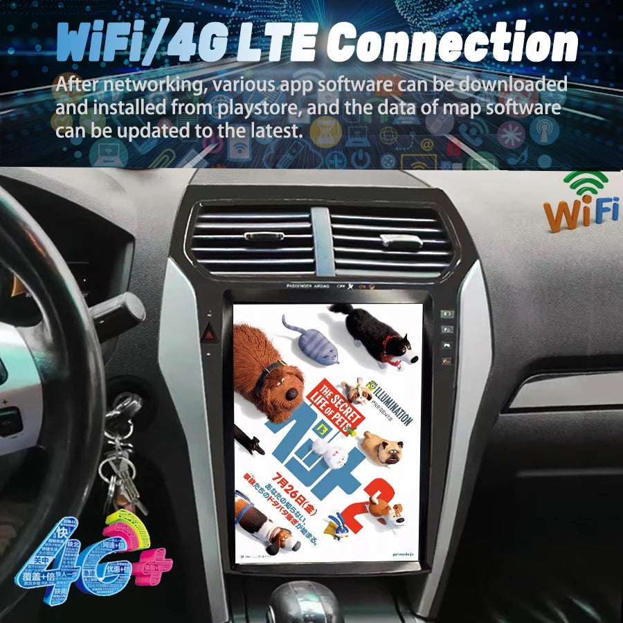 12.1inch Android 14 Screen For Ford Explorer 2012 - 2019 Car Radio Carplay GPS 4G SIM Wifi