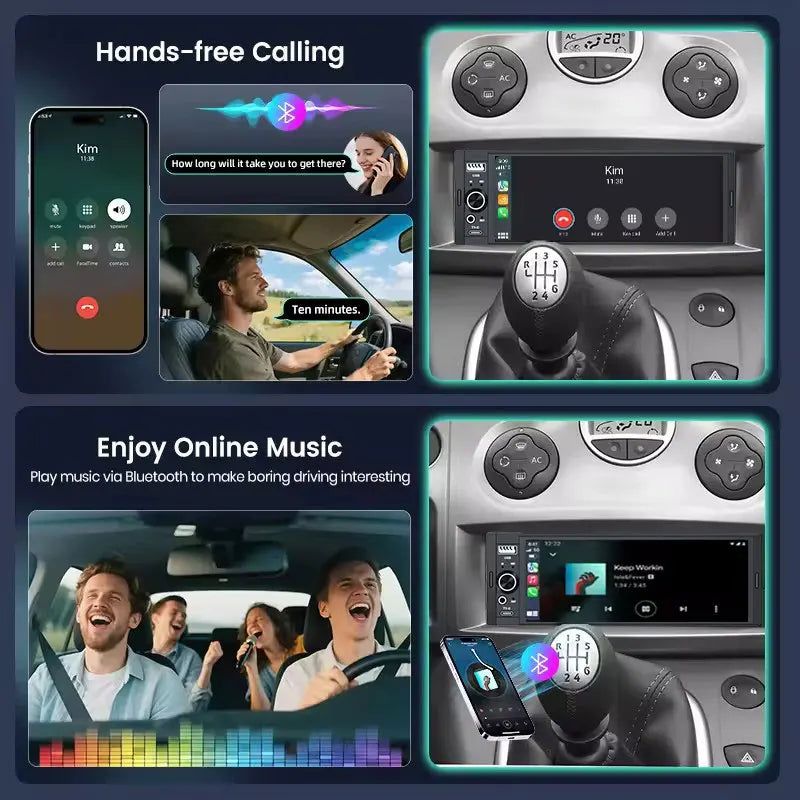 RSNAVI 6.86 Inch Universal 1 Din Car Stereo Radio MP5 Player Wireless Carplay Android Auto
