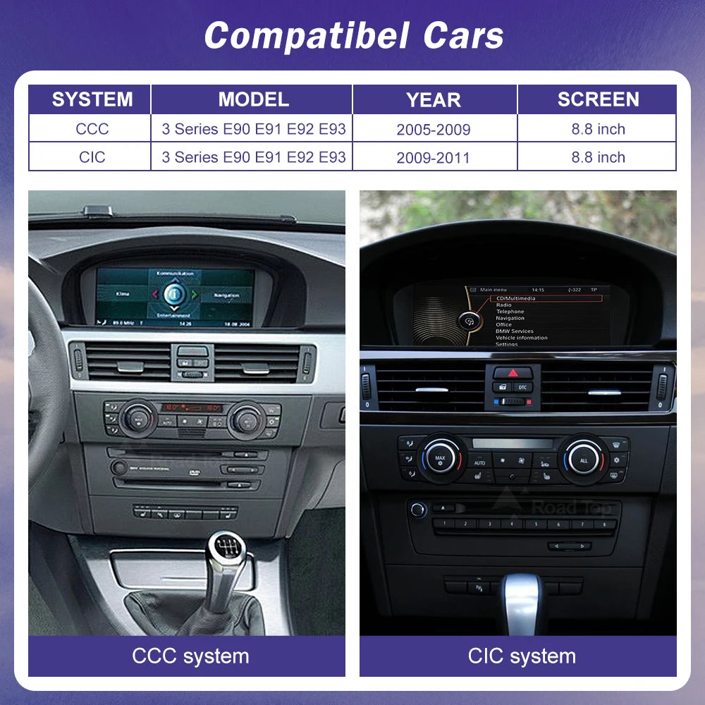 Android Auto Wireless CarPlay Car Multimedia Touch Screen For BMW 3 Series E90/E91/E92/E93 | AUTOKITSHOP