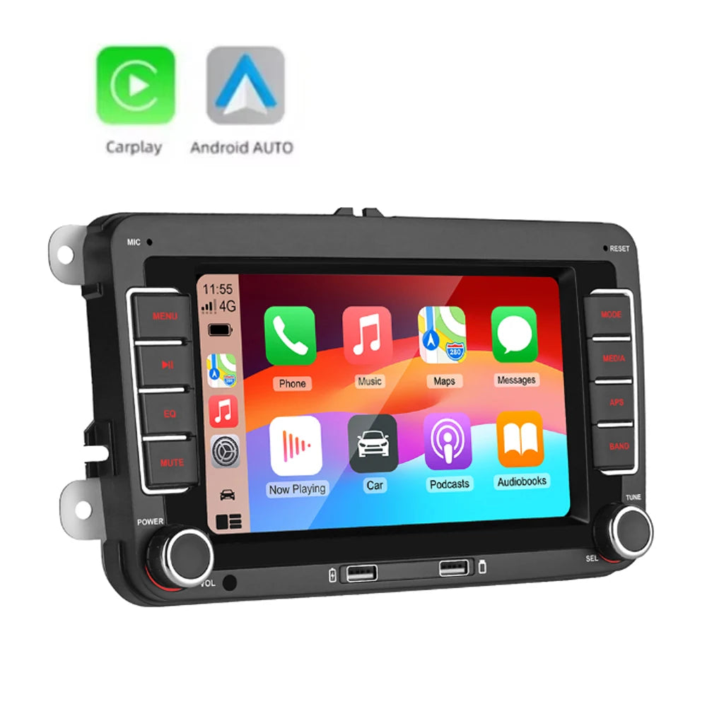7 Inch Car Stereo For VW Touchcreen BT AM/FM Radio Receiver with Android Auto Carplay USB