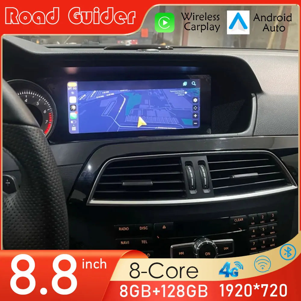 8.8inch Android 14 Car Multimedia Radio Player For Mercedes Benz C Class 11-15 W204 S204 W