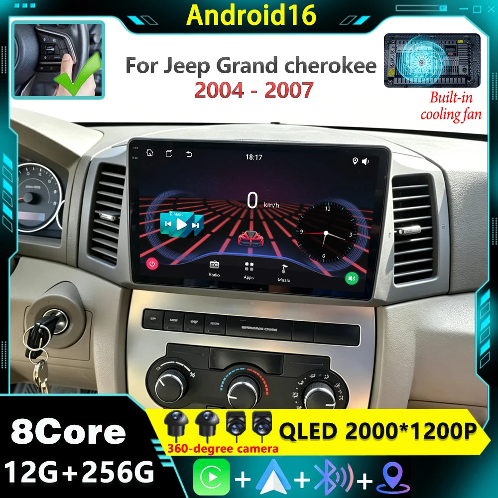 Android 16 For JEEP Grand Cherokee WK 2004 2005 2006 2007 Carplay Auto Multimedia Car Radi