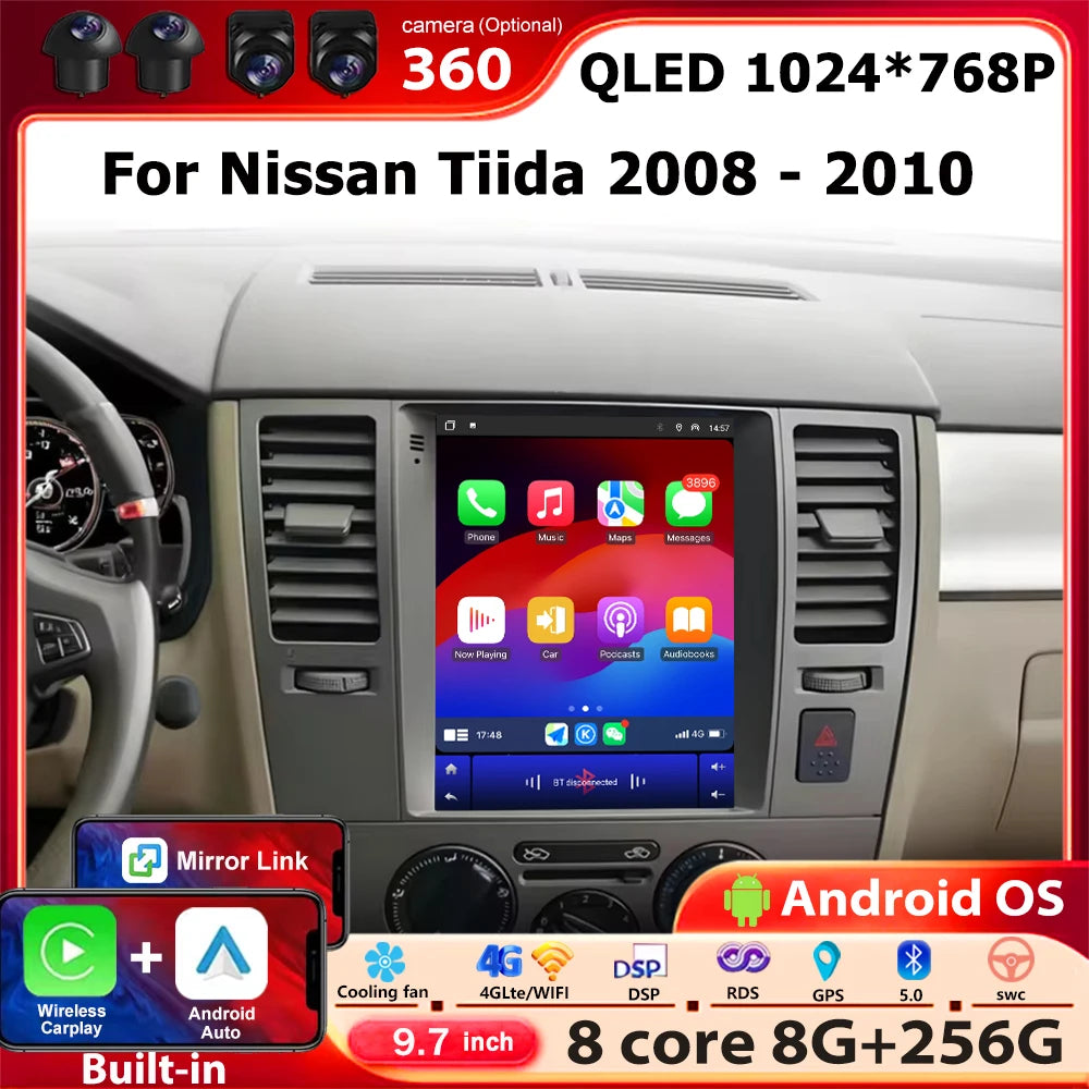 Car Radio Multimedia Player GPS Navigation For Nissan Tiida 2008 - 2010 Android 16 Auto Wi