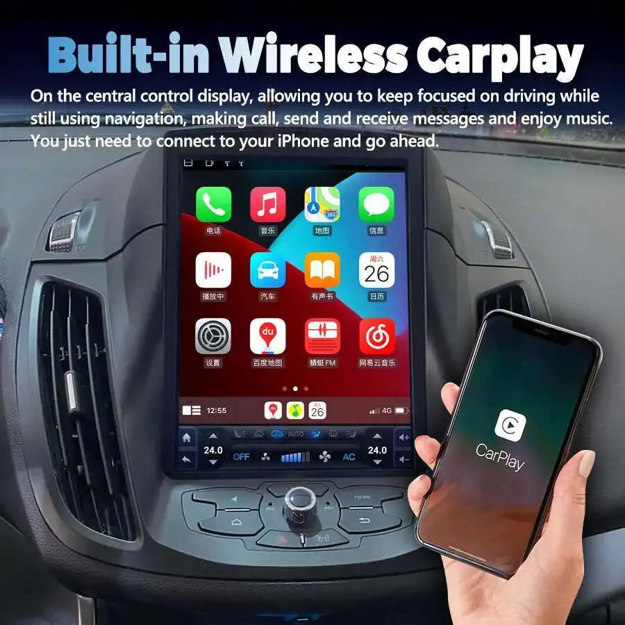 10.4" Android 14 Car Screen For Ford Kuga Cmax C-max Escape 2014 2013 Stereo Auto Radio Ca