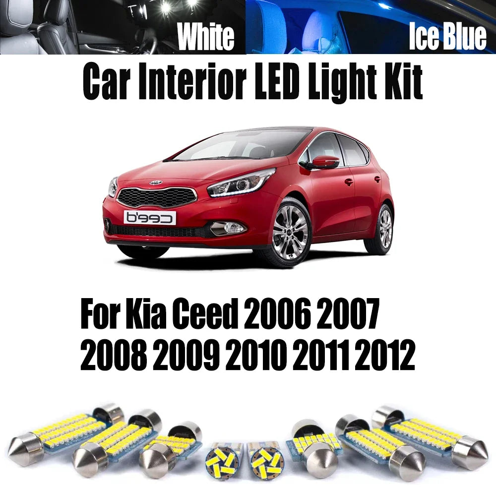 11-Piece LED Interior Light Kit for Kia Ceed 2006- 2009 - Canbus Dome Map Door Trunk Bulbs | AUTOKITSHOP
