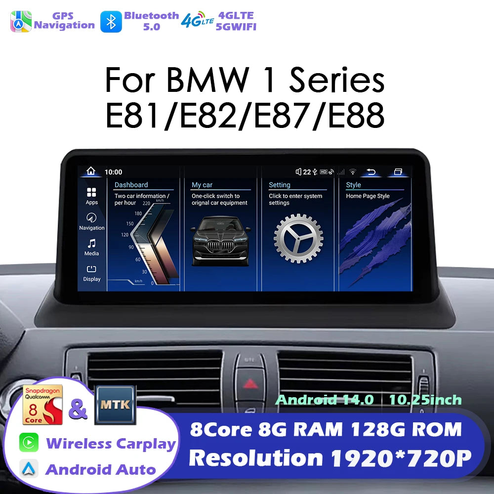 Car Radio Android For BMW 1 Series E81 E82 E87 E88 2004 -2013 Wireless Apple CarPlay Auto